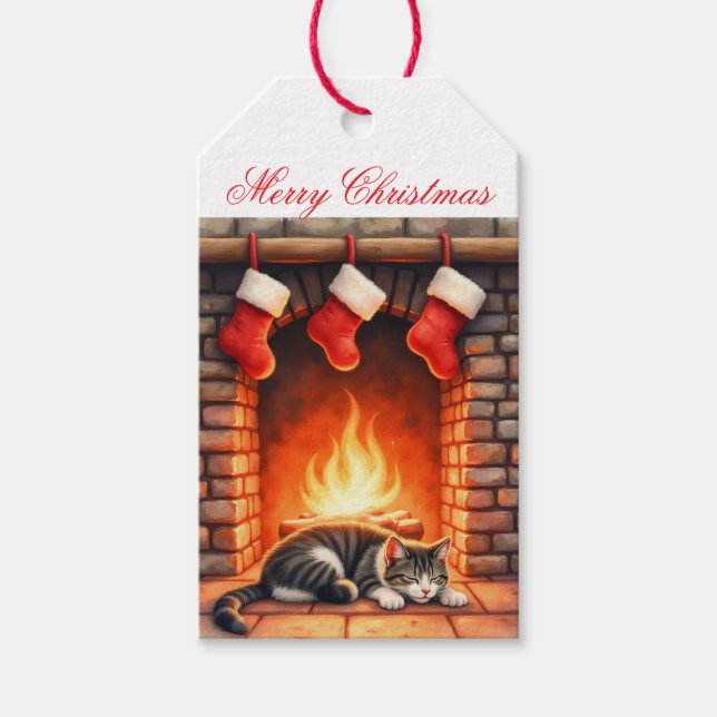 Vintag Retro Weihnachtsgeschenk-Tag - Gemütlicher  Geschenkanhänger (Vorderseite)