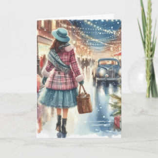 Vintag Retro Weihnachtskarte Feiertagskarte
