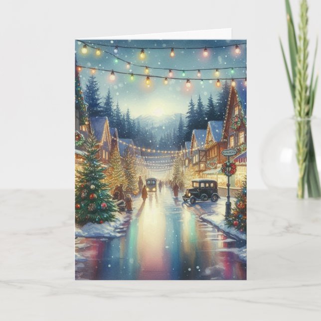 Vintag Retro Weihnachtskarte Feiertagskarte (Vorderseite)
