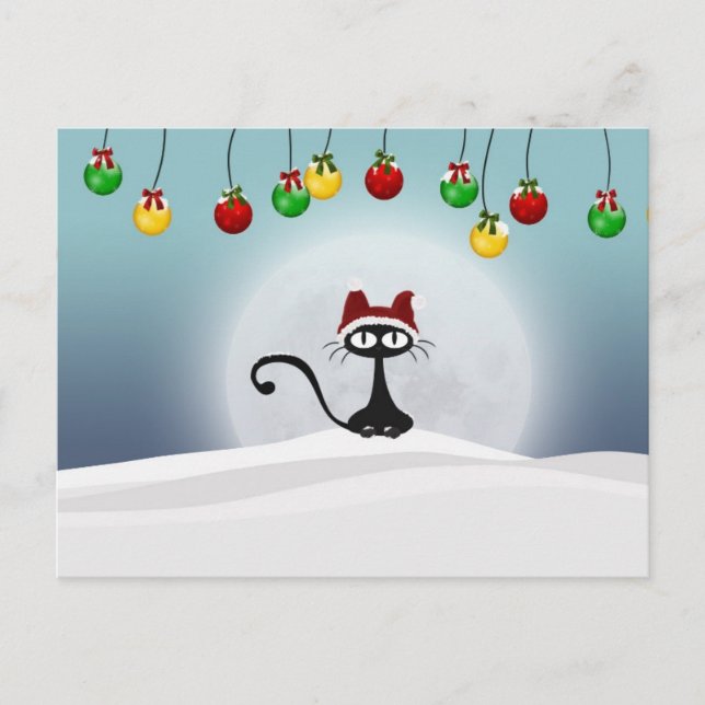 Vintag Retro Weihnachtskatze Postkarte (Vorderseite)