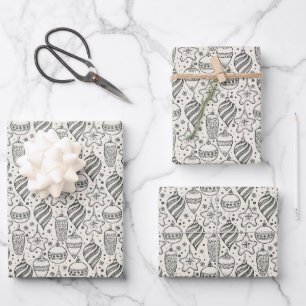 Vintag Retro Weihnachtsschmuck Geschenkpapier Set
