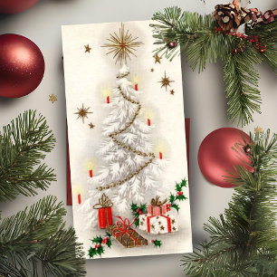 Vintag Retro White und Gold Weihnachtsbaum Custom Feiertagskarte