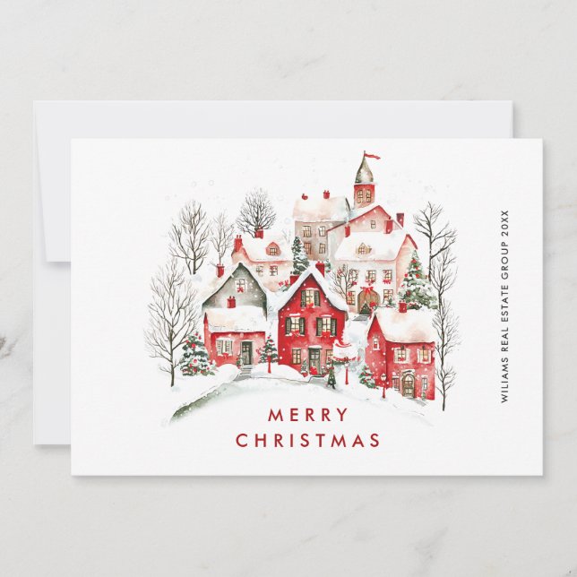 Vintag Retro Winterstadt Weihnachten Unternehmen (Vorderseite)