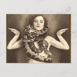 Vintag Retro Women Sideshow Schlange Charmer Postkarte