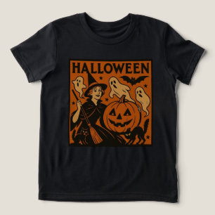 Vintag/Retrokatze, Gespenst, Kürbis & Hexe Tri-Blend Shirt