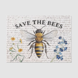 Vintag Rettete der Bienen-Script-Blume Decoupage Seidenpapier