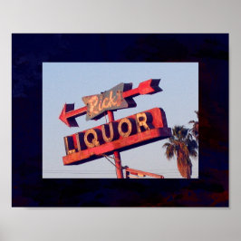 Vintag Ricks Liquor signieren auf Grunge 10x8 Poster