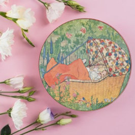 Vintag Rie Cramer New Baby Runder Aufkleber