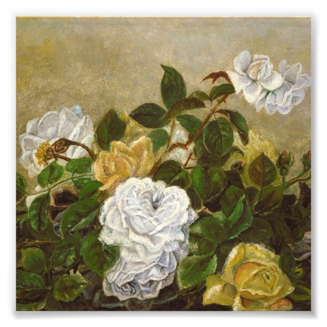 Vintag Robert Duncanson Still Life mit Rose Fotodruck (Vorne)