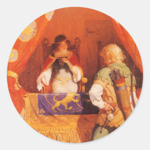 Vintag Robin Hood trifft Maid Marian von NC Wyeth Runder Aufkleber
