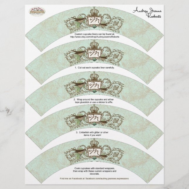 Vintag Robins Egg Blue Crown Swirl Geblüht (Vorderseite)