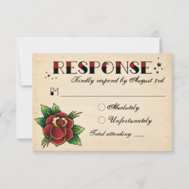 Vintag Rockabilly Tattoo Wedding RSVP Karte
