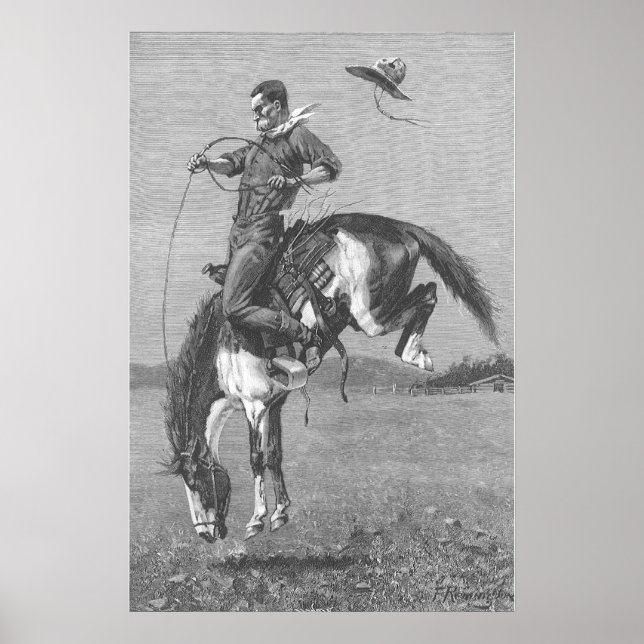 Vintag Rodeo Cowboys, Bucking Bronco von Remington Poster (Vorne)