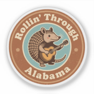 Vintag Rollin Through Alabama Armadillo Funny Aufkleber