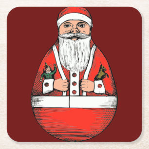 Vintag Roly Poly Santa Claus Weihnachten Rechteckiger Pappuntersetzer