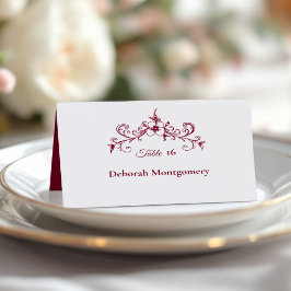 Vintag Romance Burgundy Floral Wedding Platzkarte Tischnummer