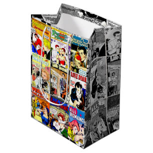 Vintag Romance Comic Book Cover Collage Mittlere Geschenktüte
