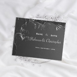 Vintag Romance Dark Silver Wedding Ankündigungspostkarte