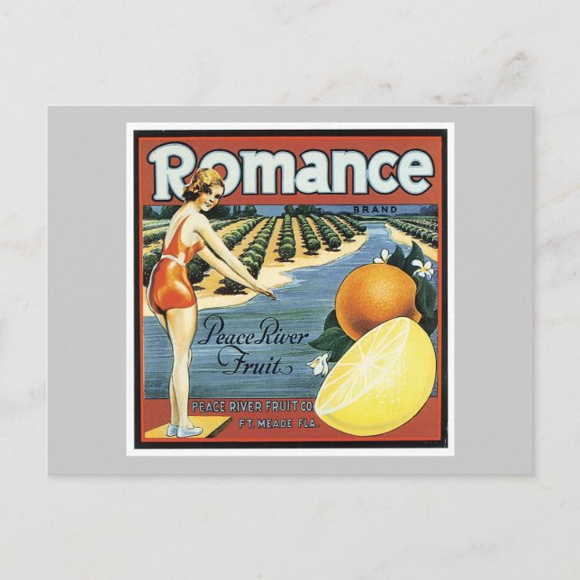 Vintag-Romance-Fruchtkennzeichnung Postkarte (Vorderseite)