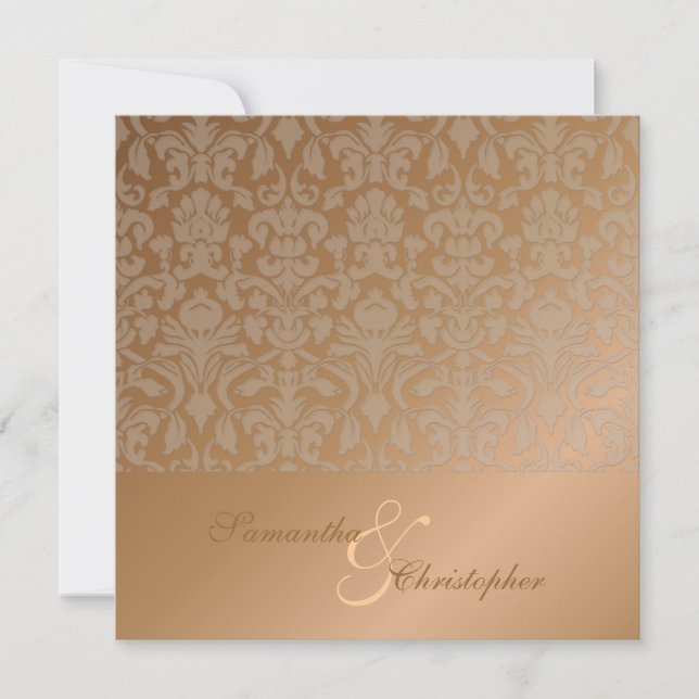 Vintag + Romantische Damaskus Hochzeitseinladungen Einladung (Vorderseite)