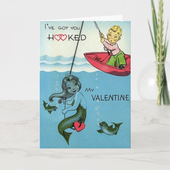 Vintag Romantische Meerjungfrau Valentinstag-Karte Karte (Vorderseite)