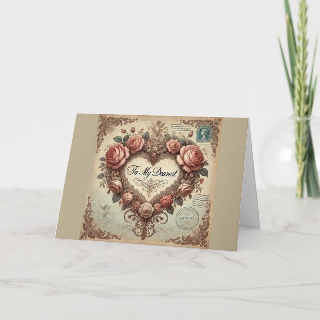 Vintag-Romantische Valentinstag-Karte Feiertagskarte (Vorderseite)