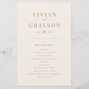 Vintag Romantisches Hochzeitsprogramm für Gold und