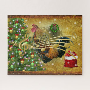 Vintag Rooster Singen Weihnachtslieder