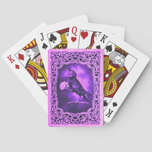 Vintag-rosa-blaue Crow-Poker Spielkarten (Rückseite)