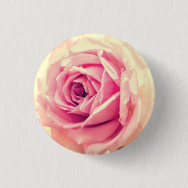 Vintag-Rosa-Blume Button (Vorderseite)