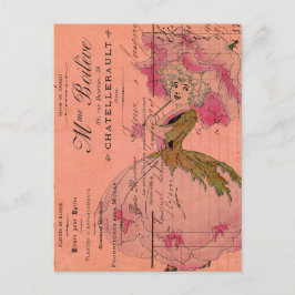 Vintag rosa Blume Fairy Postkarte