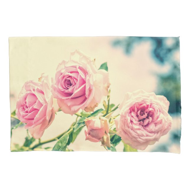 Vintag-Rosa-Blume Kissenbezug (Vorderseite)