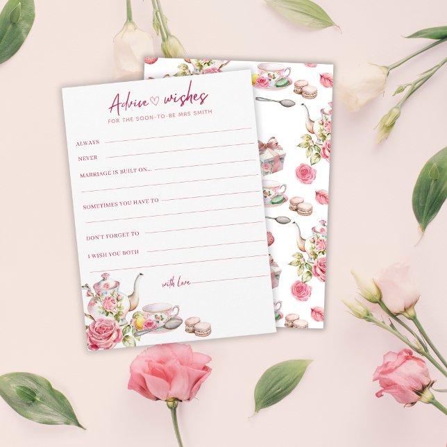 Vintag rosa Blumenberater & Wünsche Brautparty Begleitkarte (Von Creator hochgeladen)