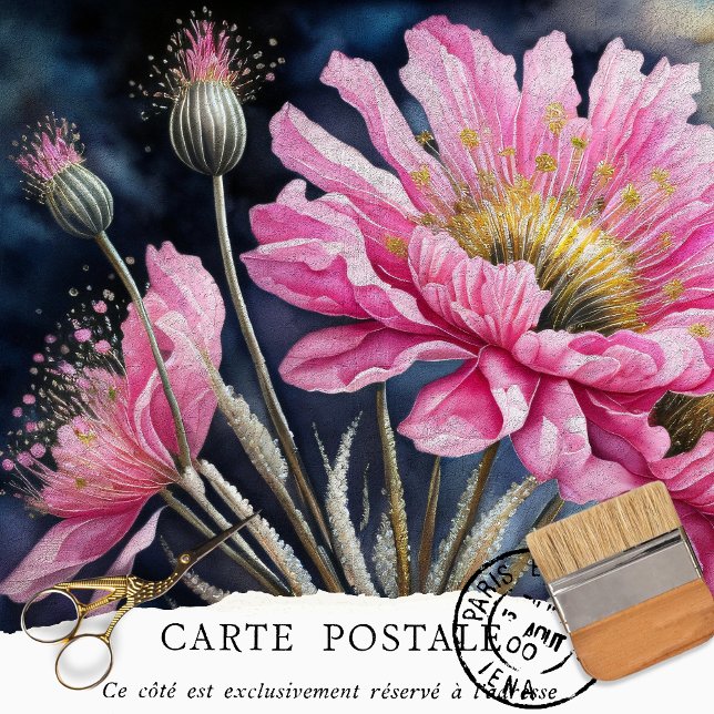 Vintag rosa Blumendekouseite Seidenpapier (Von Creator hochgeladen)