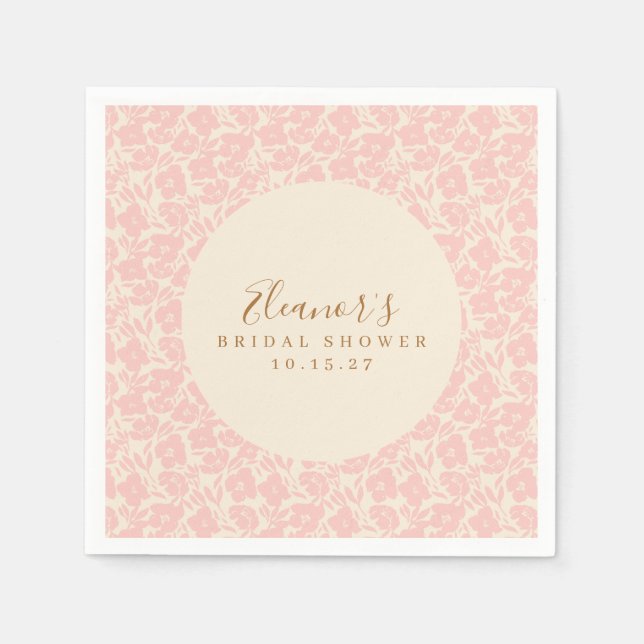 Vintag rosa Blumenschrift Brautparty Custom Serviette (Vorderseite)