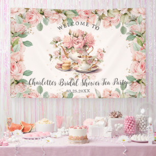Vintag rosa Blumenstrauß Tea Bridal Kinderdusche Banner