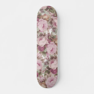 Vintag rosa bordeauxfarbene Rose Blumenskateboard Skateboard