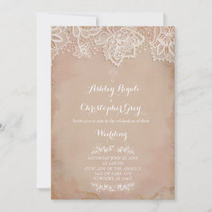 Vintag rosa Christliche Hochzeitseinladung Einladung