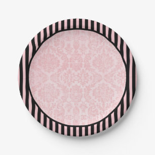 Vintag rosa Damask Halloween Pappteller