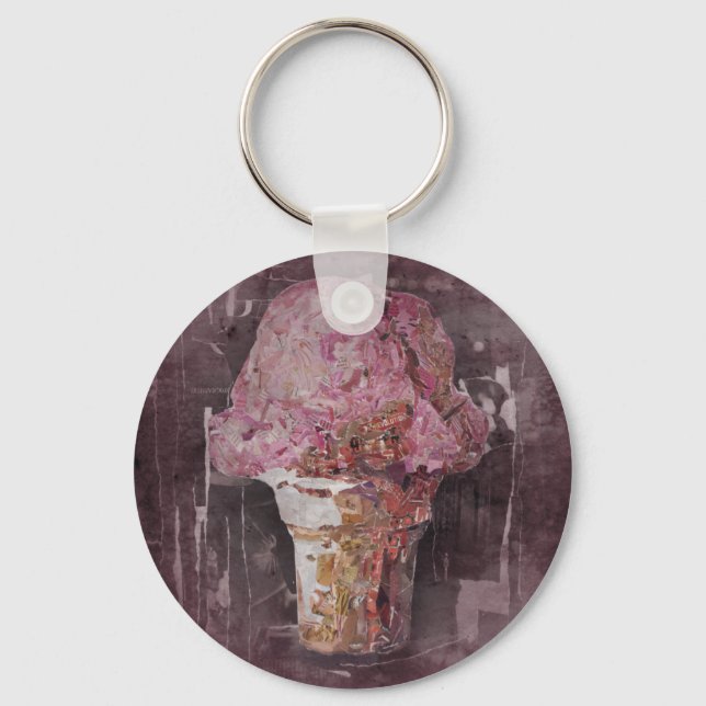 Vintag rosa Eiscreme Schlüsselanhänger (Vorderseite)