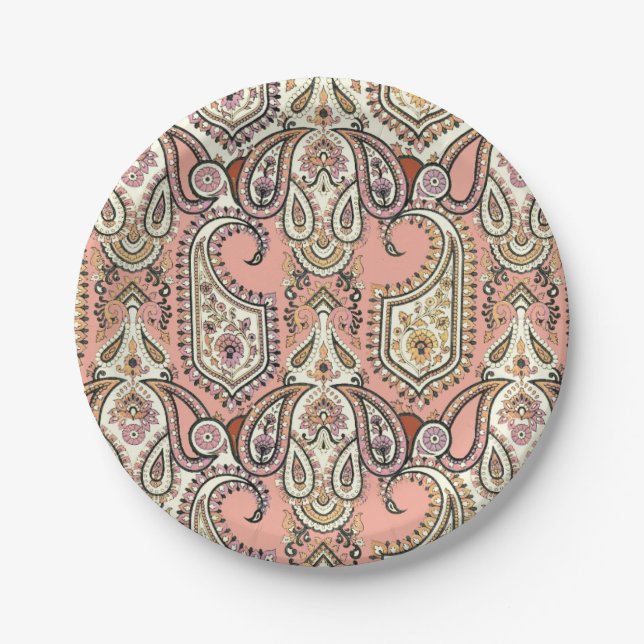 Vintag rosa Exotic Motif Design Elegant Pappteller (Vorderseite)