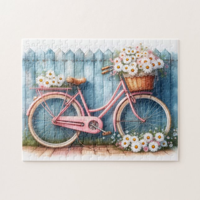 Vintag rosa Fahrrad mit Daisis (Horizontal)