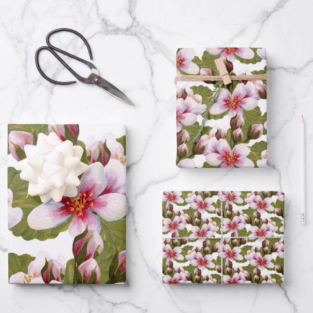 Vintag rosa Farbe Geschenkpapier Set (Vorderseite)