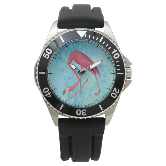 Vintag rosa Flamingo Armbanduhr (Vorderseite)