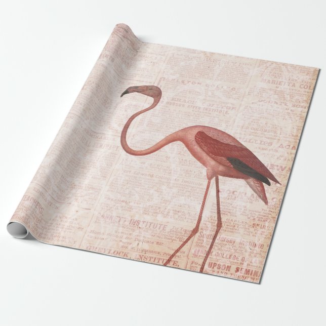 Vintag rosa Flamingo Geschenkpapier (Ungerollt)