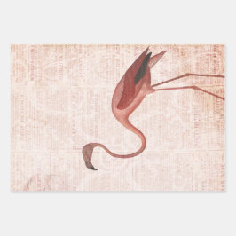 Vintag rosa Flamingo Geschenkpapier Set