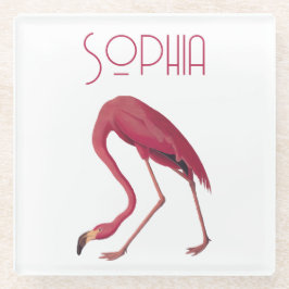 Vintag rosa Flamingo Glasuntersetzer