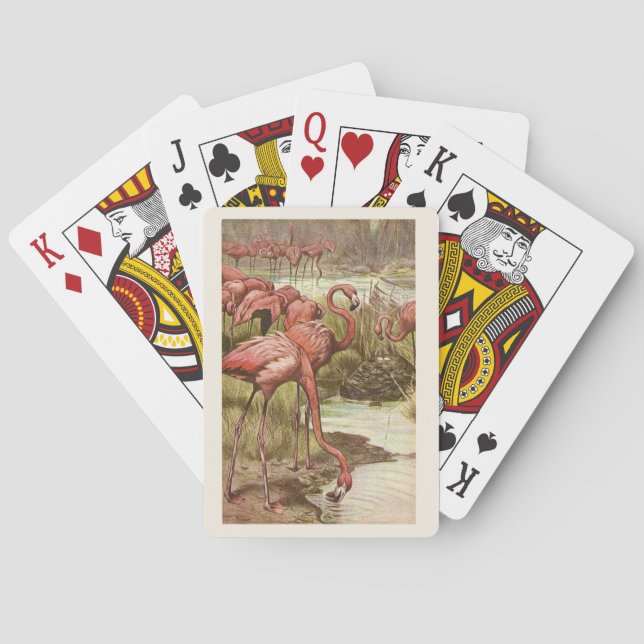 Vintag rosa Flamingo Illustration Spielkarten (Rückseite)