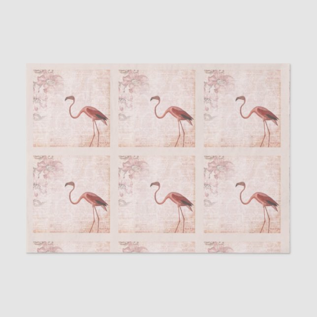 Vintag rosa Flamingo Seidenpapier (Vorderseite)