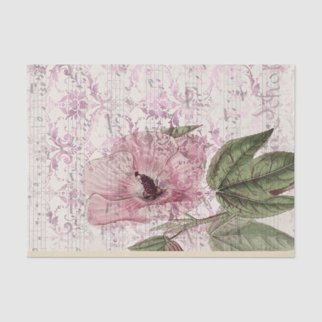Vintag rosa Floral Seidenpapier (Vorderseite)